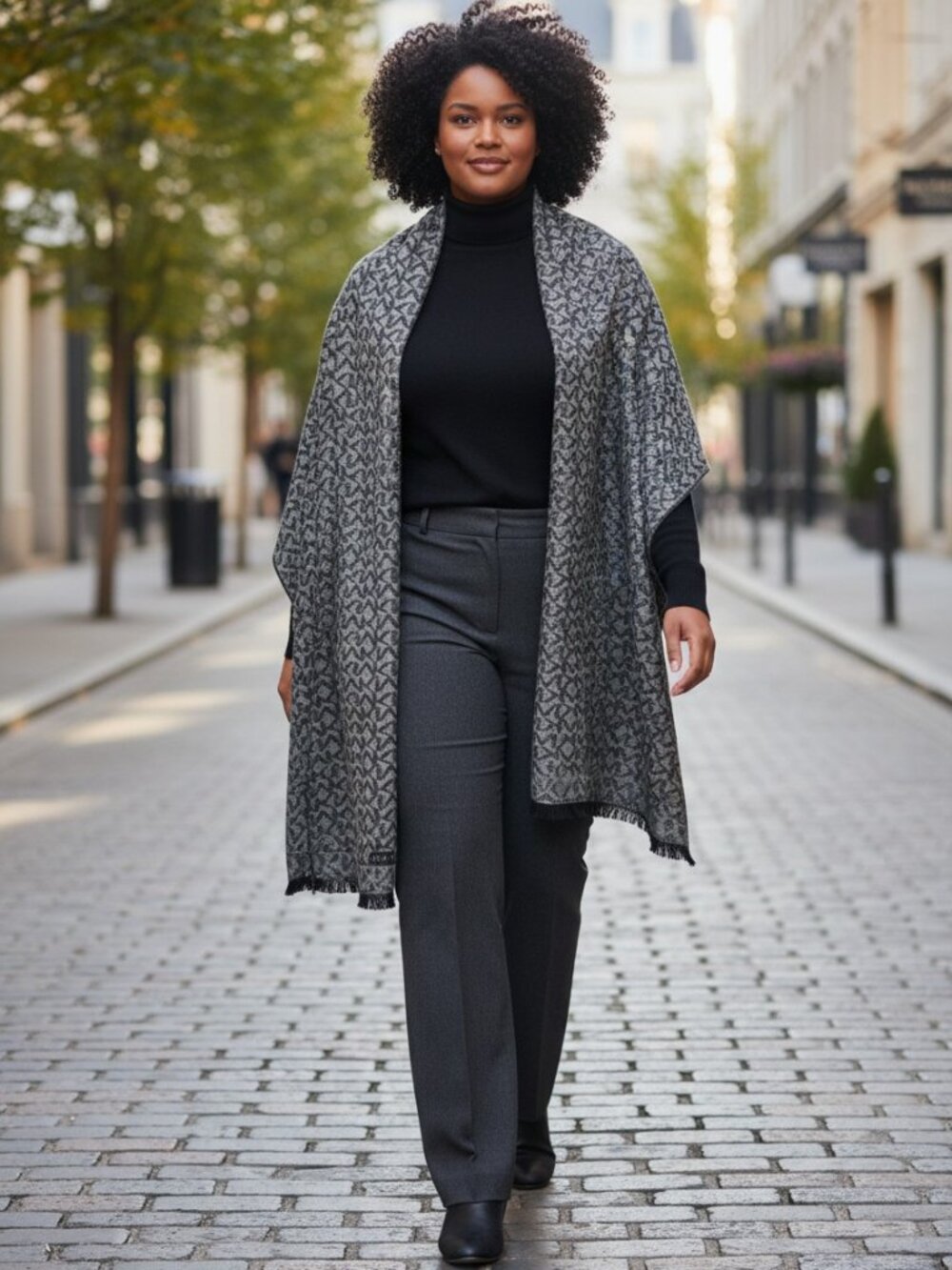 Michael Kors Black and White MK Printed Logo Scarf Wrap Shawl